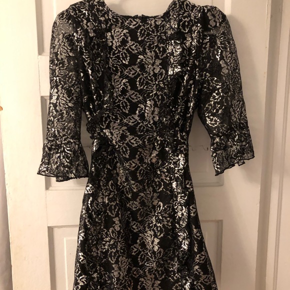 New VAMPIRE'S WIFE X Med Lace Dress Black Silver - Picture 9 of 9